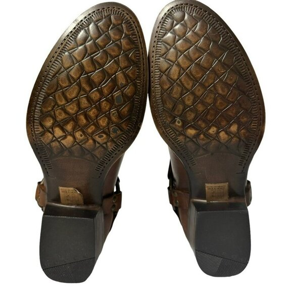 NEW Diego di Lucca Brown Leather Short Harness Western Boots Women's Size 9EE - Picture 9 of 13